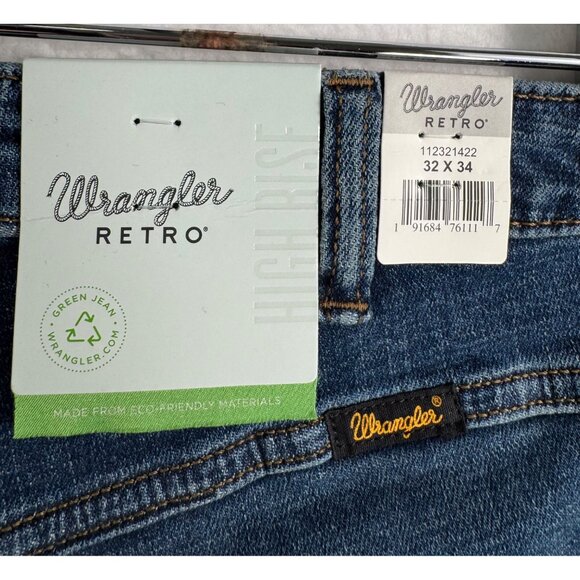 Wrangler Retro High Rise trumpet Flare Jeans 90s western hemp 32x34 - Picture 2 of 9